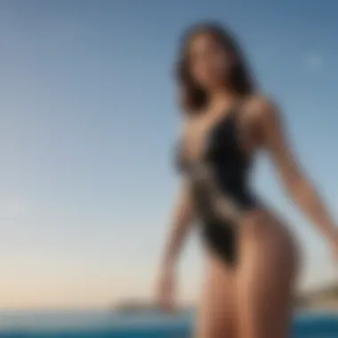 Trendy Styles of Black Swimming Suits Trendy styles of black swimming suits showcased in a fashion setting