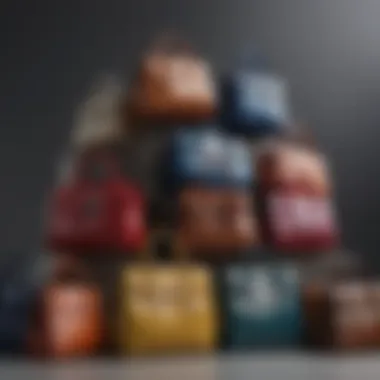 Variety of Small Period Bags Arrangement An arrangement of small period bags in various colors and styles