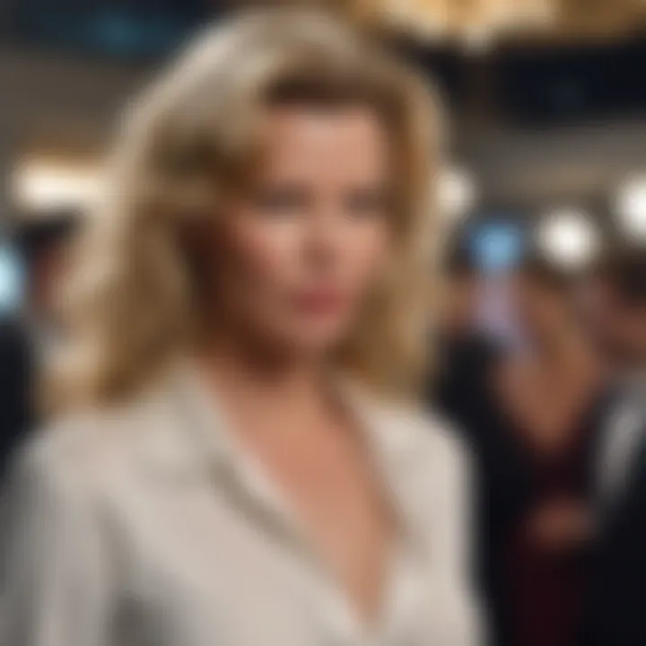 Kim Basinger at a film event embodying modern femininity