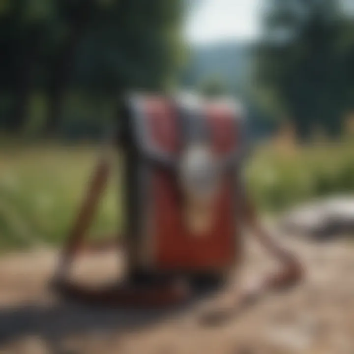 A fashionable phone bag featured in an outdoor setting