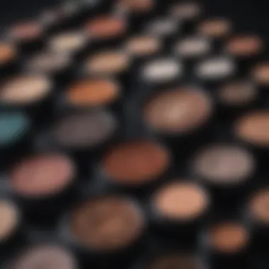 Diverse array of eye makeup products displayed elegantly