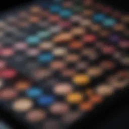 Vibrant eye shadow palette showcasing an array of colors