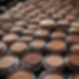 A beautifully arranged array of nude shades in cosmetics.