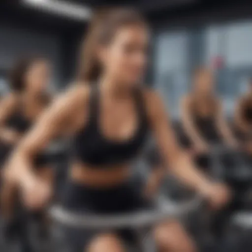 A user engaging in a virtual Soul Cycle workout session.