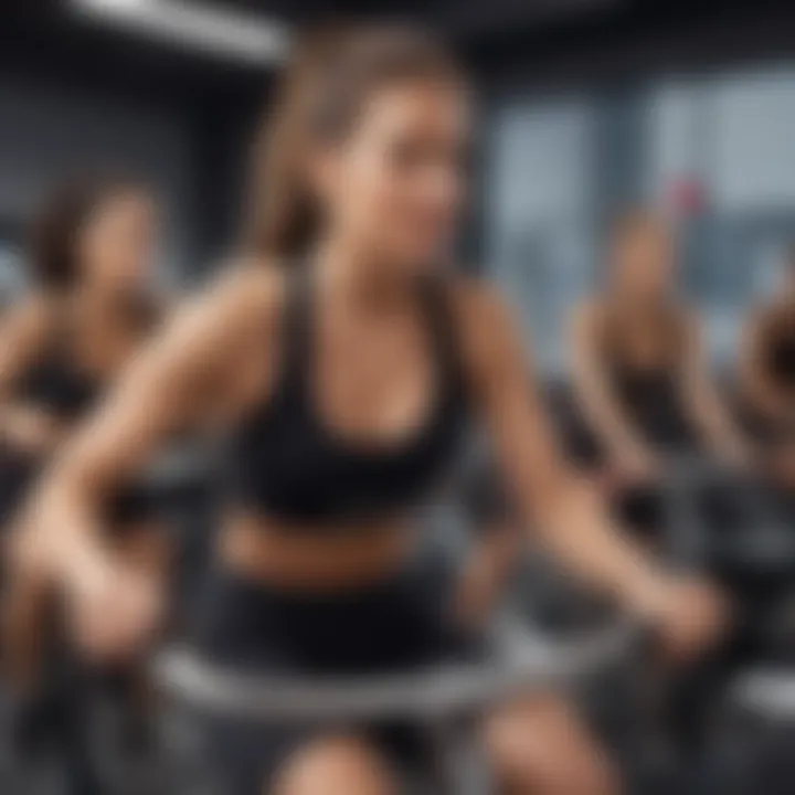A user engaging in a virtual Soul Cycle workout session.