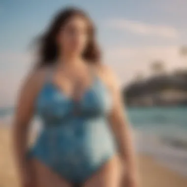 Trendy beachside outfit featuring plus size swimwear