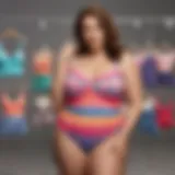 Stylish plus size swimwear options displayed on hangers