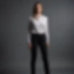 Stylish long black jeans paired with a chic blouse