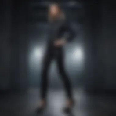 Long black jeans styled for a formal event with heels