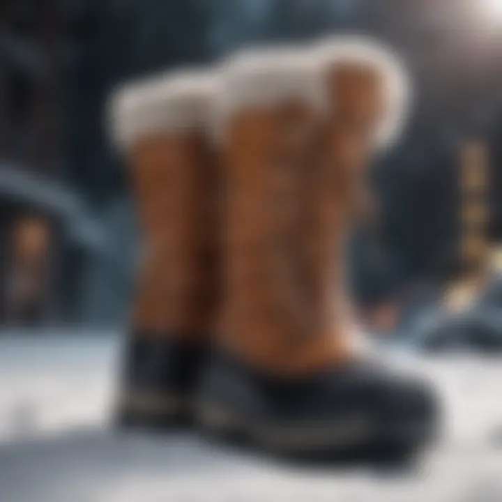 Fashionable snow boots showcasing various materials