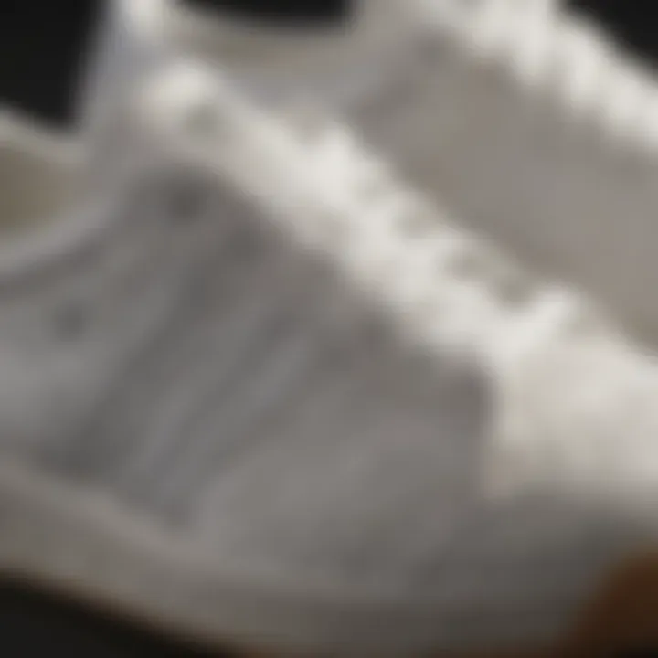 Close-up of the texture and materials used in Adidas tennis shoes