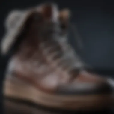 Close-up of sneaker boot materials showcasing texture