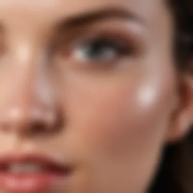 Applying face cream on skin with focus on technique