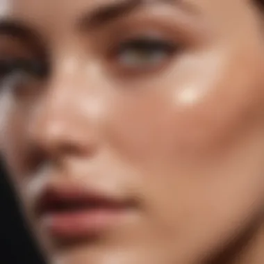 Close-up of skin showing the effect of a quality foundation on oily complexions