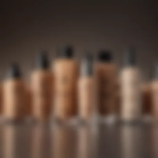 An array of medium coverage foundations suitable for oily skin