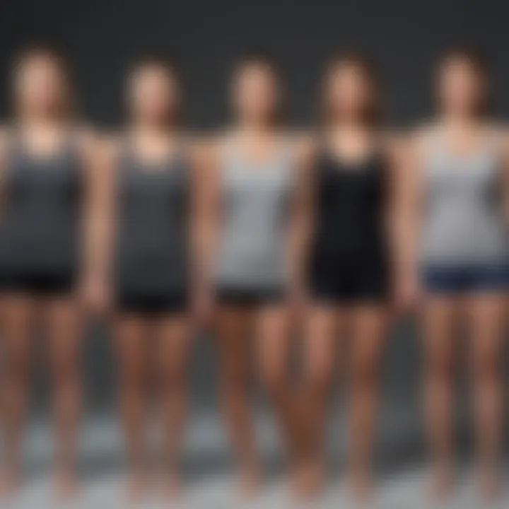 Diverse styles of tank tops suited for different body types