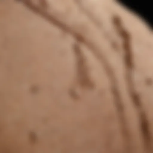 Close-up of foundation texture on skin.