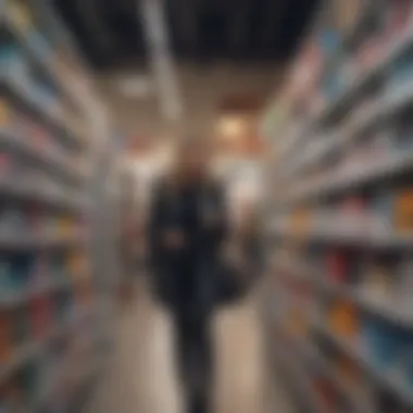 Consumer Engagement with Discount Offers A shopper analyzing various discount offers in a retail store