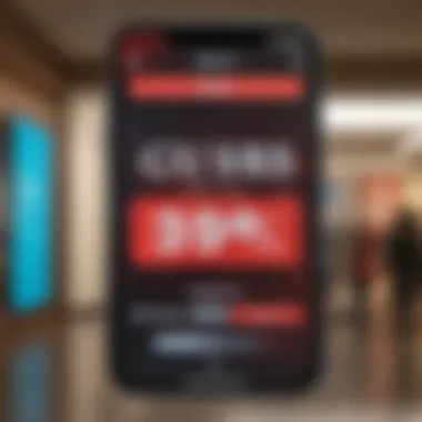 Utilization of Mobile Discounts Close-up of a smartphone displaying a Guess discount code application