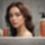 A serene bathroom setting featuring a variety of natural hair rinses.