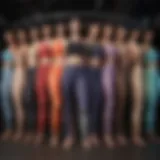 Elegant display of Homma Activewear leggings in various colors