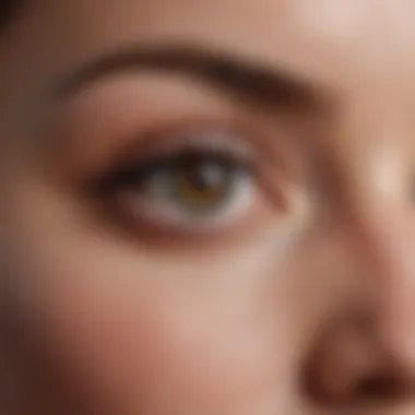 Close-up of eye area showing fine lines and skin texture