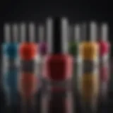 A collection of vibrant nail polish bottles arranged artistically.