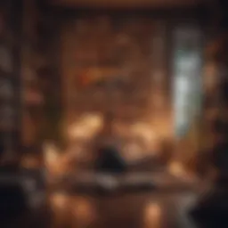 A young woman immersed in a world of books, surrounded by a cozy reading nook.