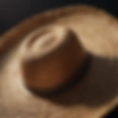 Close-up of intricate details on a handmade straw hat.