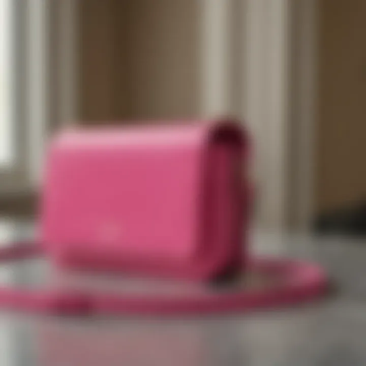 Different angles of the Kate Spade hot pink crossbody purse