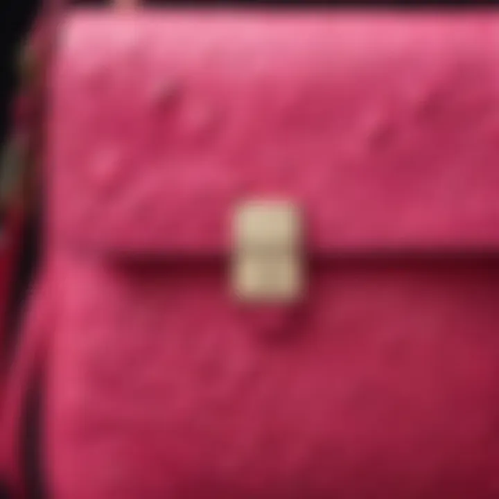 Close-up view of the Kate Spade hot pink crossbody purse showcasing its texture