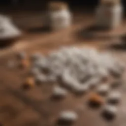 A close-up view of laxative pills scattered on a wooden table