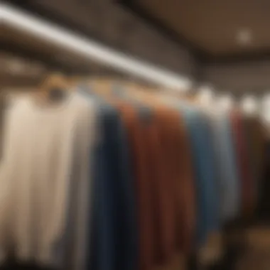 Diverse Selection Variety of lightweight jumpers displayed in a chic boutique setting