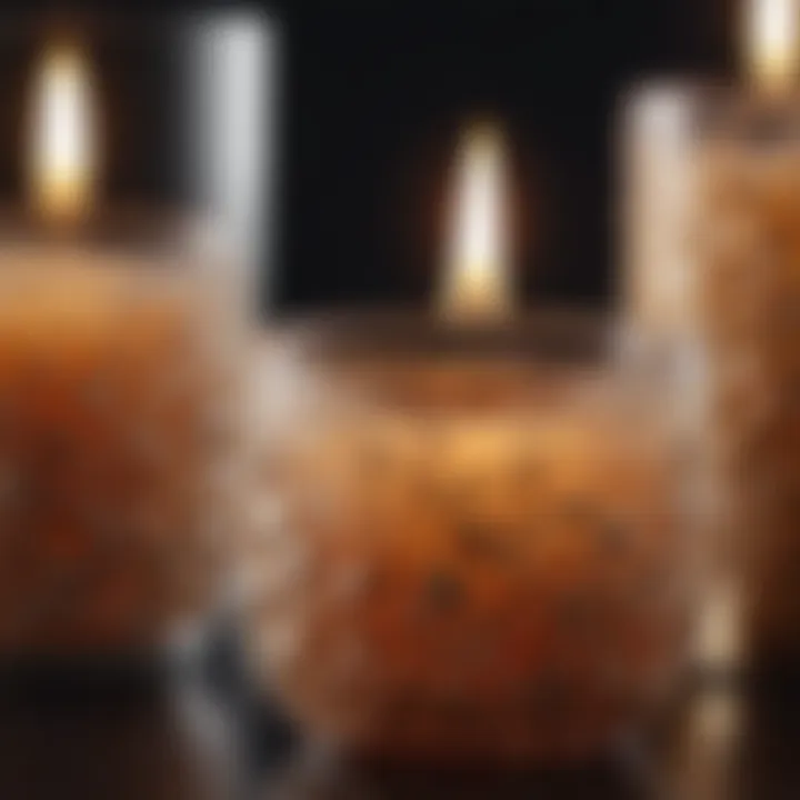 Close-up of high-end candle materials showcasing unique textures and finishes