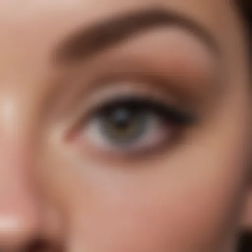 Close-up of beautifully defined cat eyeliner on hooded eyes