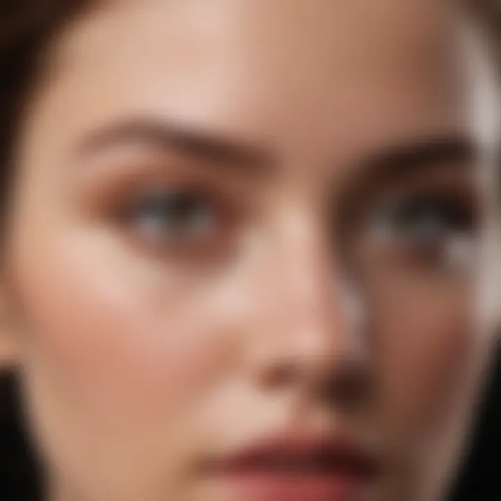 A close-up of a flawless under eye area after applying makeup