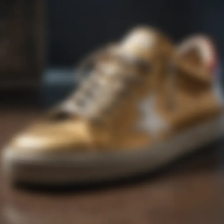 Close-up of a discount coupon code for Golden Goose sneakers