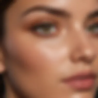 Close-up of foundation application on olive skin