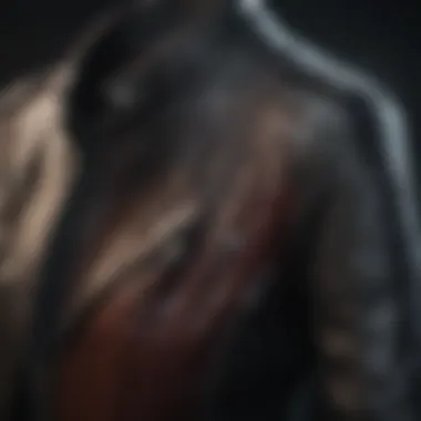 Craftsmanship in Every Stitch Close-up of high-quality leather motorcycle jacket
