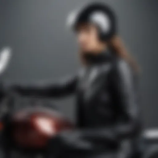 A stylish woman in motorcycle leather gear