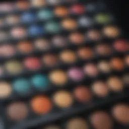 A vibrant eyeshadow palette showcasing an array of colors