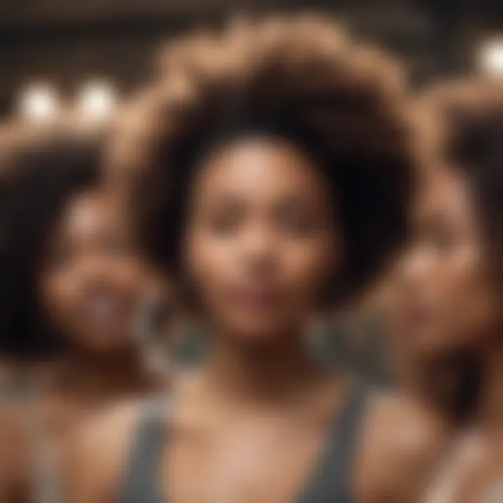 A diverse group of individuals displaying various natural hair twists in a community gathering