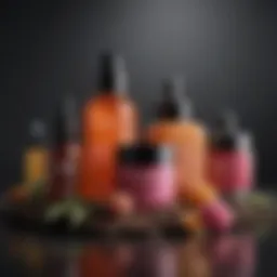 Colorful array of seasonal skincare products arranged aesthetically