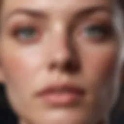 Close-up of facial skin affected by eczema