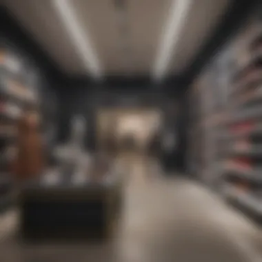 Fashionable items displayed at an outlet store