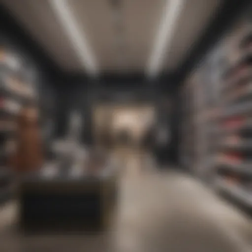Fashionable items displayed at an outlet store