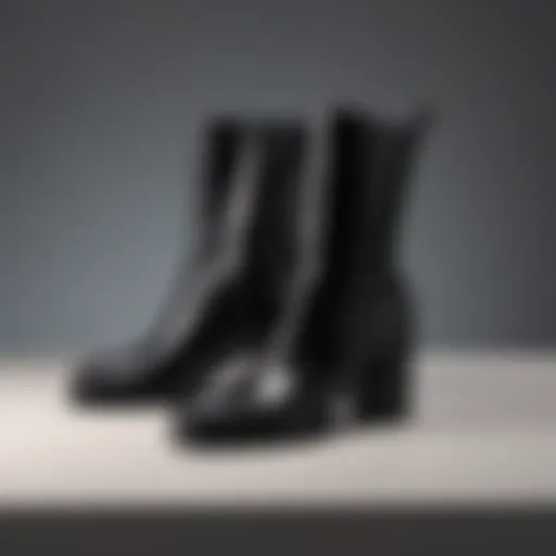 Elegant black boots showcased on a minimalist backdrop