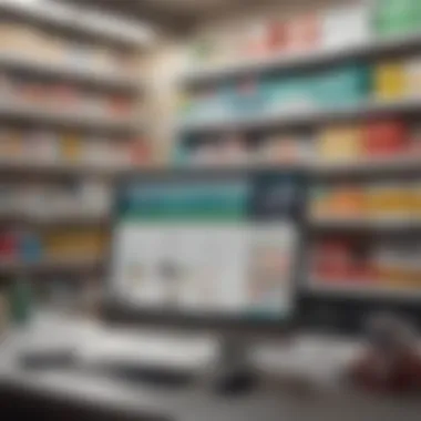 Navigating Online Pharmacies for RX Coupons A computer screen displaying an online pharmacy with RX coupon input options.