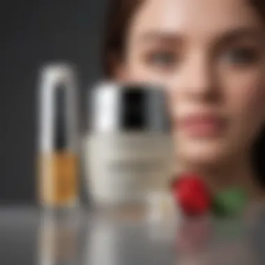 Essential Ingredients for Youthful Skin Key ingredients displayed beside a luxurious moisturizer