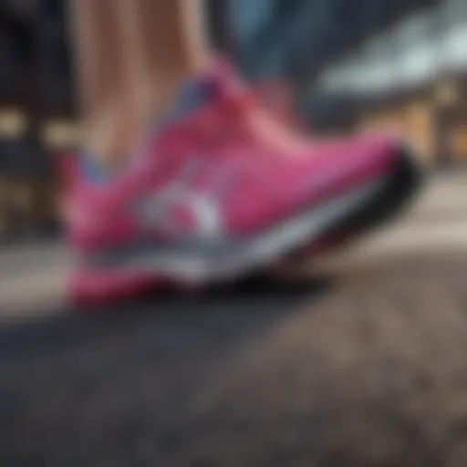 Close-up of a cushioned running shoe showcasing its advanced technology.